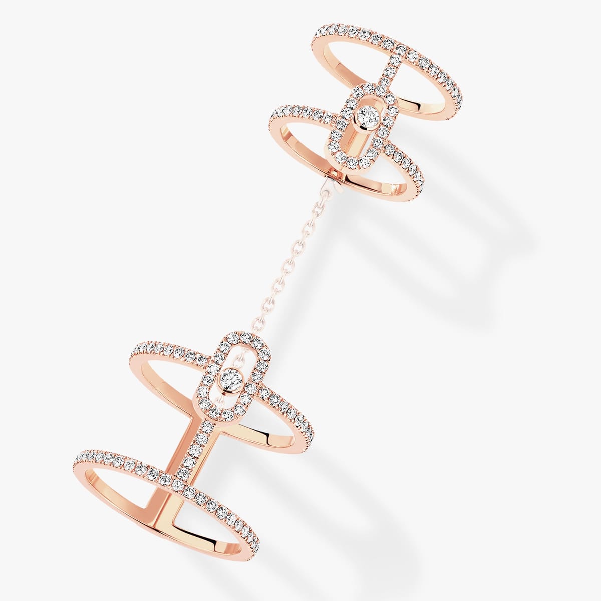Bague Femme Or Rose Diamant Bague multi-portés Move Uno pavée 12857-PG