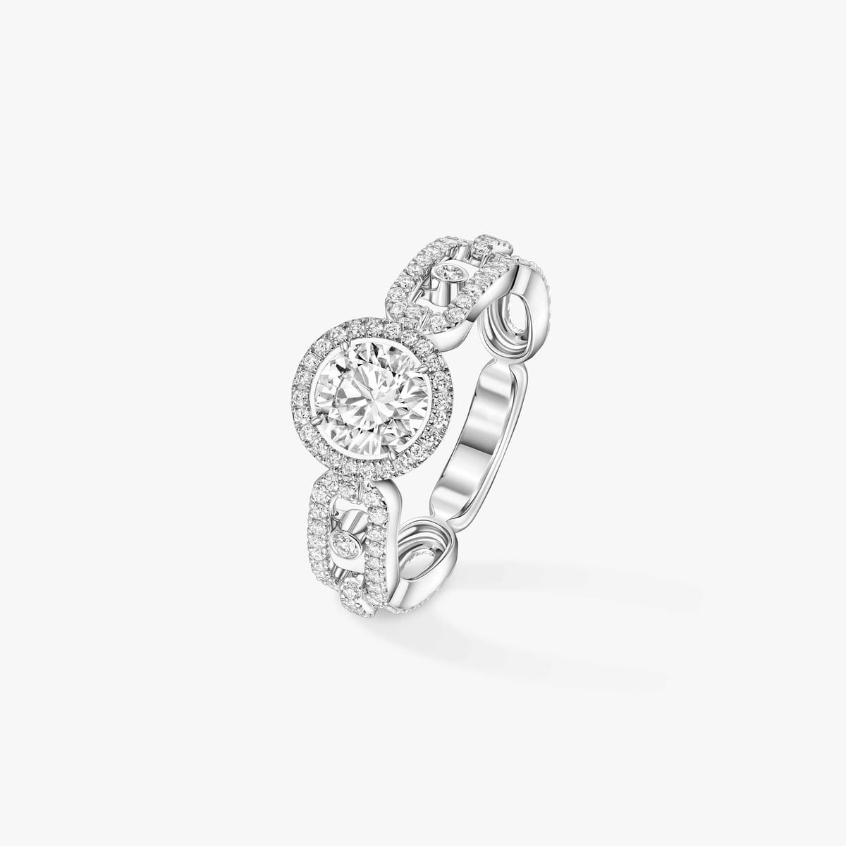 Ring For Her White Gold Diamond Move Link Solitaire 0.70ct 13749-WG