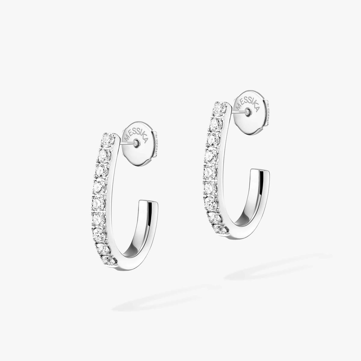 Gatsby Creolen, kleines Modell Für sie Diamant Ohrringe Weißgold 05741-WG
