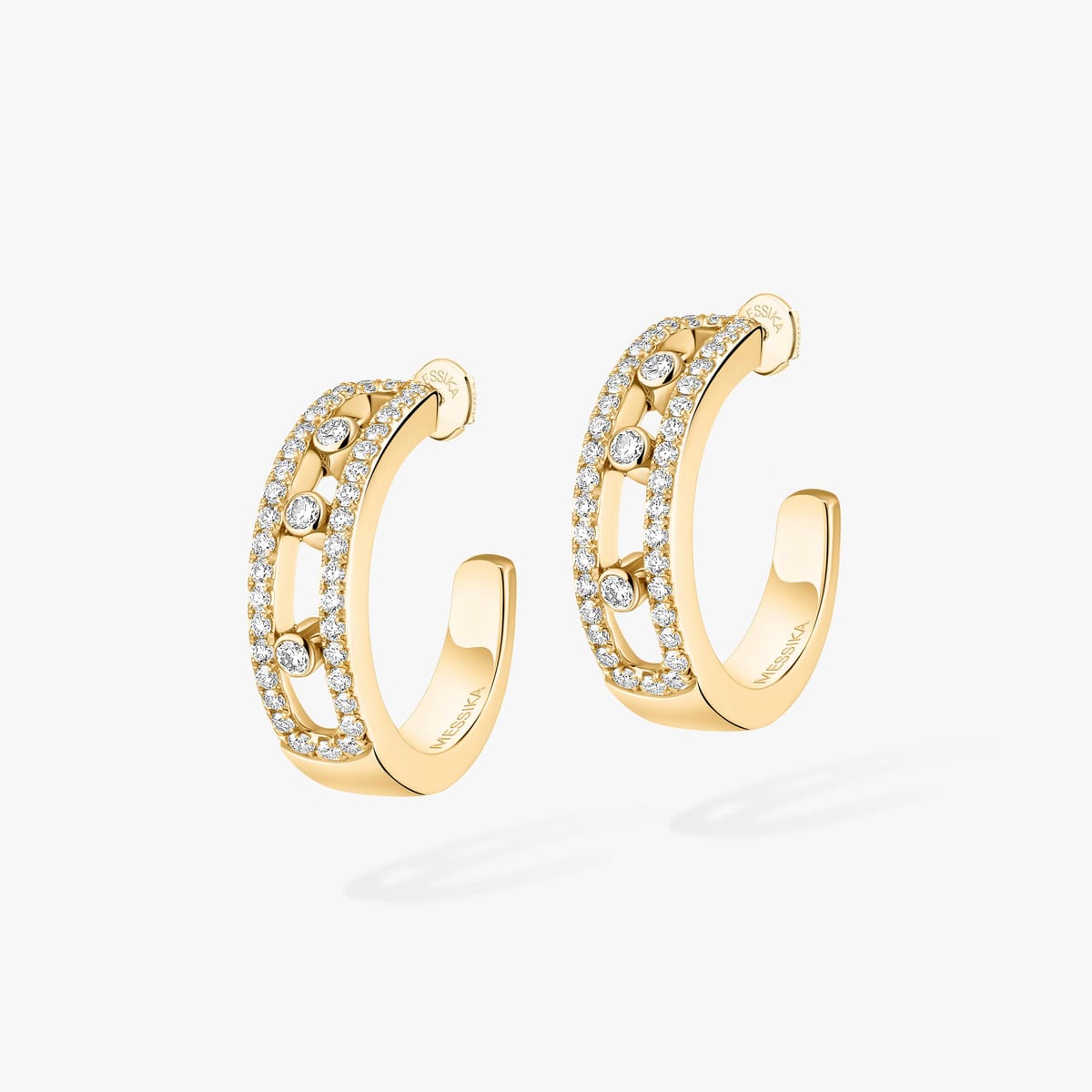 Boucles d'oreilles Femme Or Jaune Diamant Créoles pavées Move 04993-YG