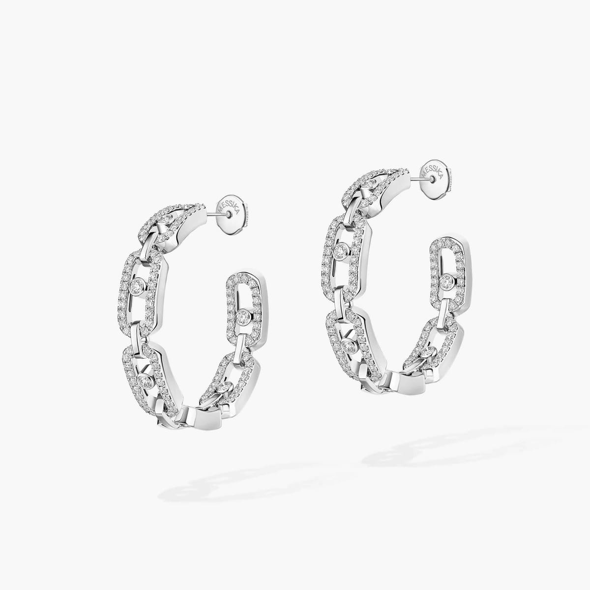 Boucles d'oreilles Femme Or Blanc Diamant Créoles Move Link PM 12716-WG