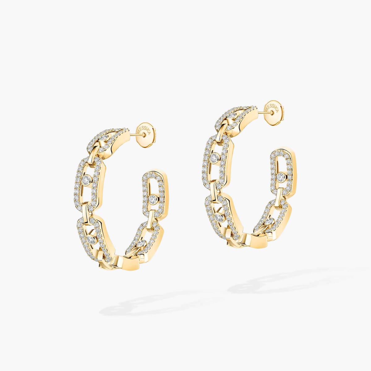 Earrings For Her Yellow Gold Diamond Move Link hoop earrings, small model 12716-YG