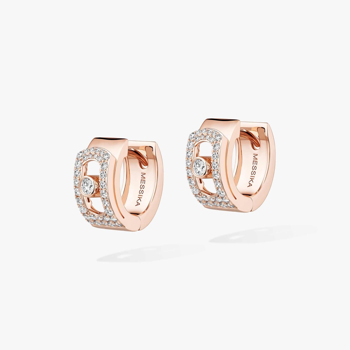 Earrings For Her Pink Gold Diamond Move Noa pavé hoop earrings 15416-PG