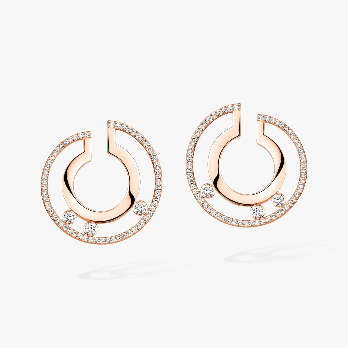 Boucles d'oreilles Femme Or Rose Diamant Créoles Move Romane PM 06689-PG