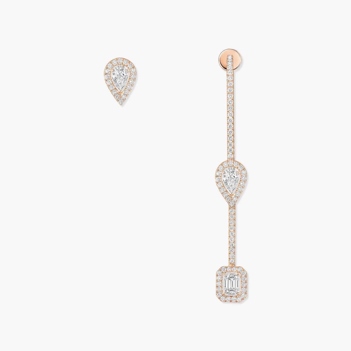 Boucles d'oreilles Femme Or Rose Diamant Boucles d'oreilles pavé hameçon et puce My Twin 0,10ct x3 07224-PG