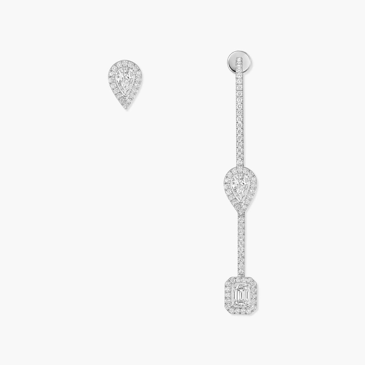 Earrings For Her White Gold Diamond My Twin hook and stud earrings 3x 0.10ct 07224-WG