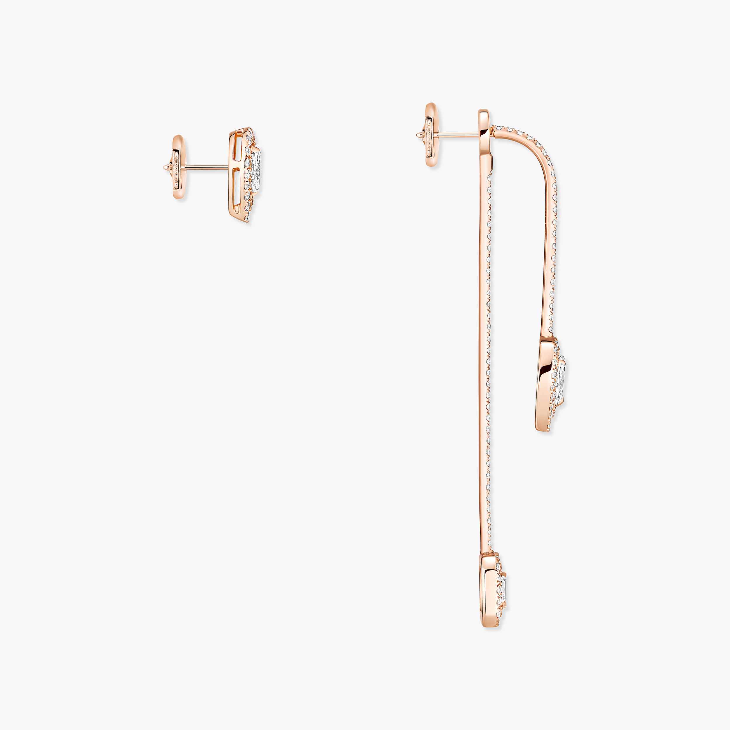 Pink Gold Diamond Drop Earrings My Twin | Messika 07224-WG