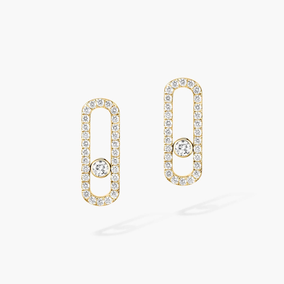 Move Uno pavé earrings Yellow Gold For Her Diamond Earrings 12183-YG