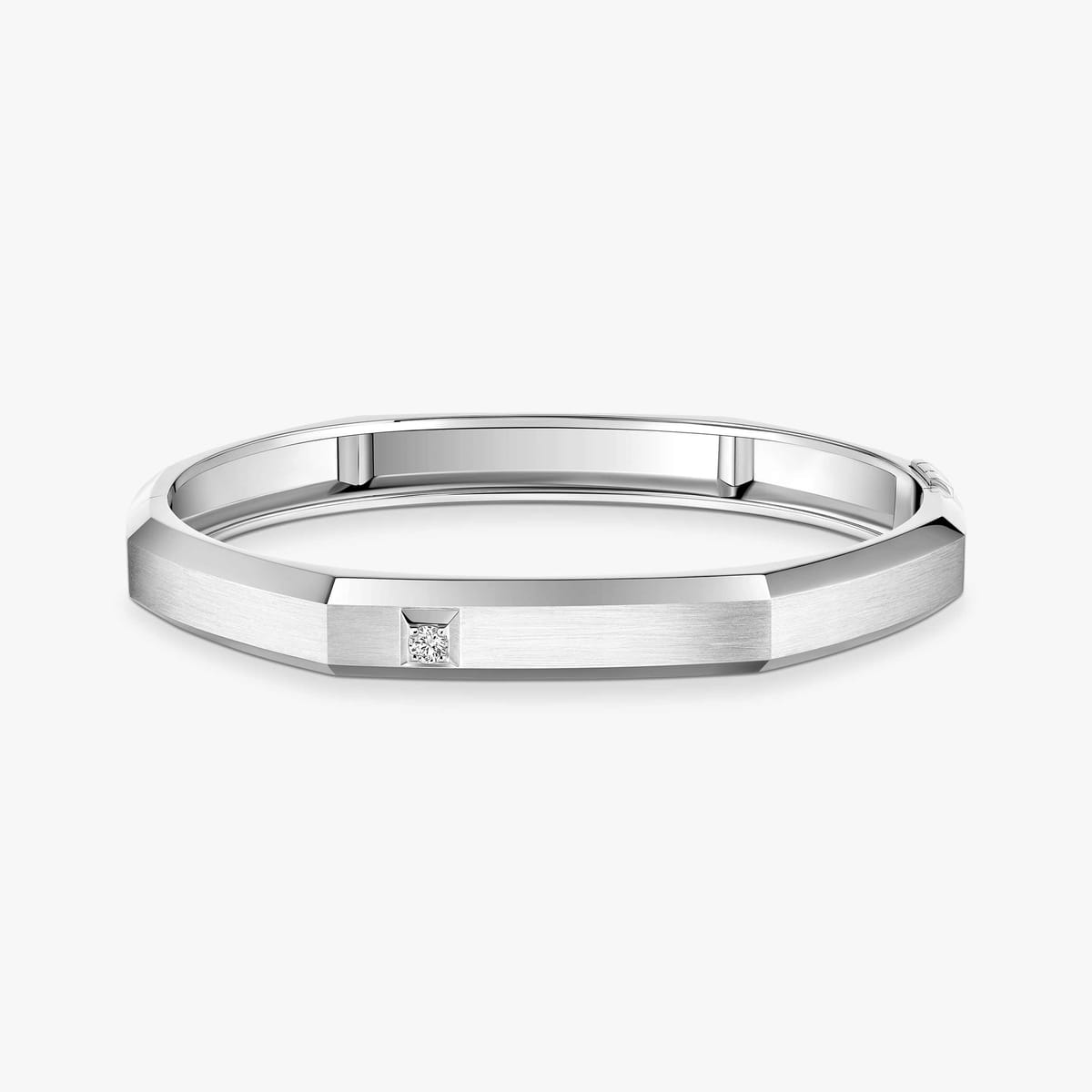 Moderniste brushed bracelet, large model White Gold Mixed Diamond Bracelet 14628-WG