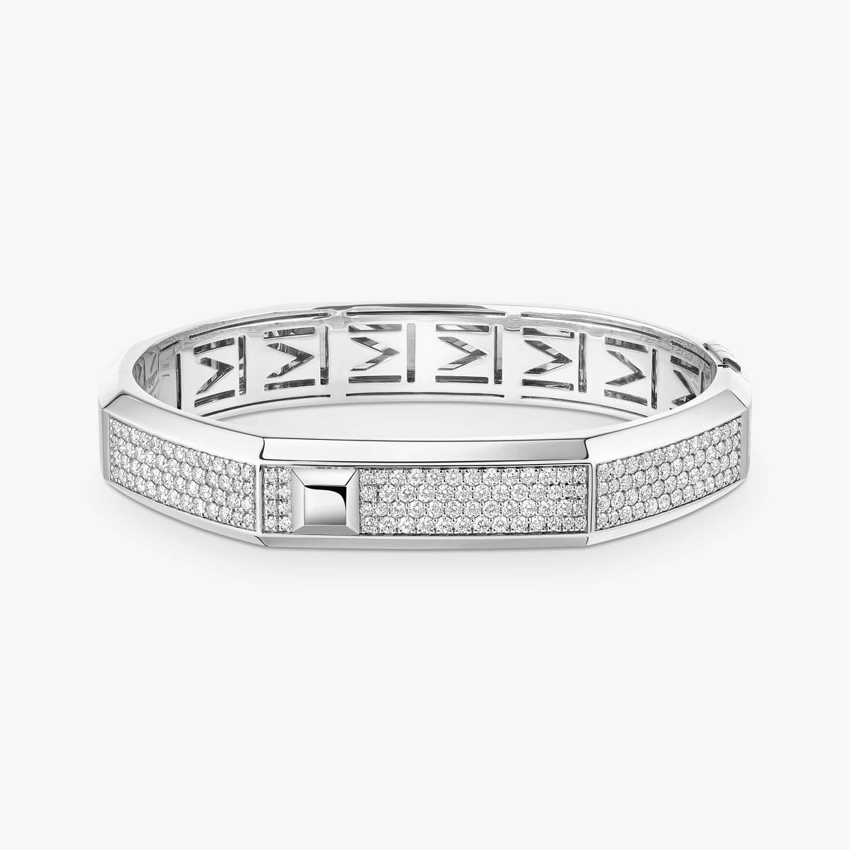 Moderniste pavé bracelet large White Gold Mixed Diamond Bracelet 13829-WG