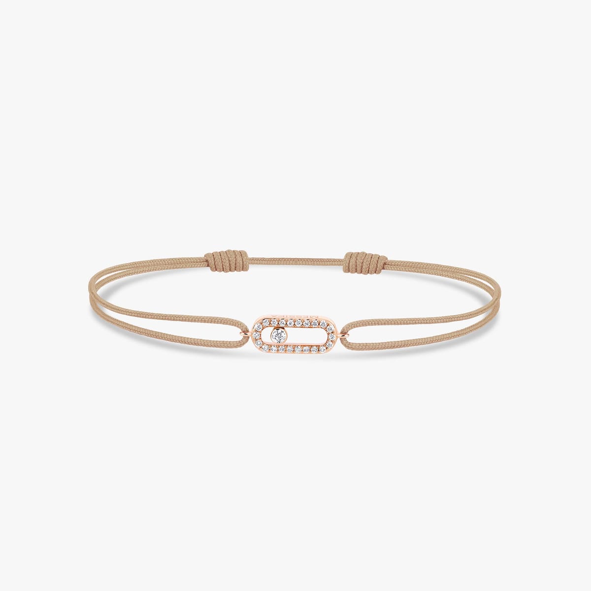 Move Uno beige cord bracelet Pink Gold For Her Diamond Bracelet 13857-PG