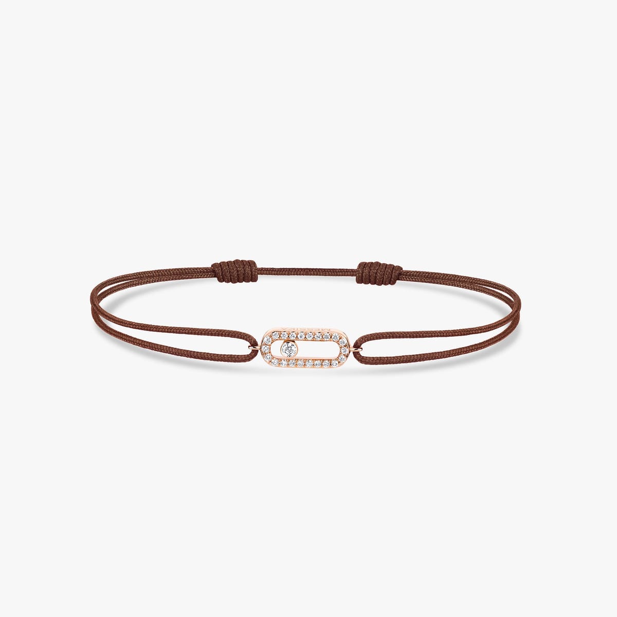 Move Uno chocolate cord bracelet Pink Gold For Her Diamond Bracelet 13858-PG