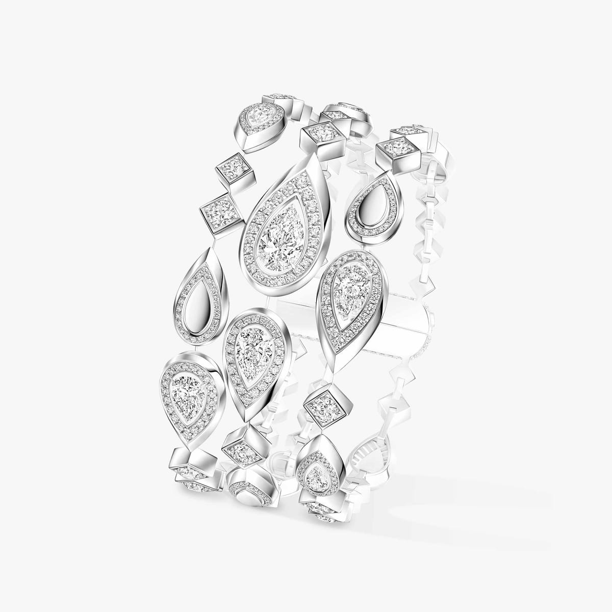 Bracelet rivière trois rangs Fiery White Gold For Her Diamond Bracelet 14447-WG