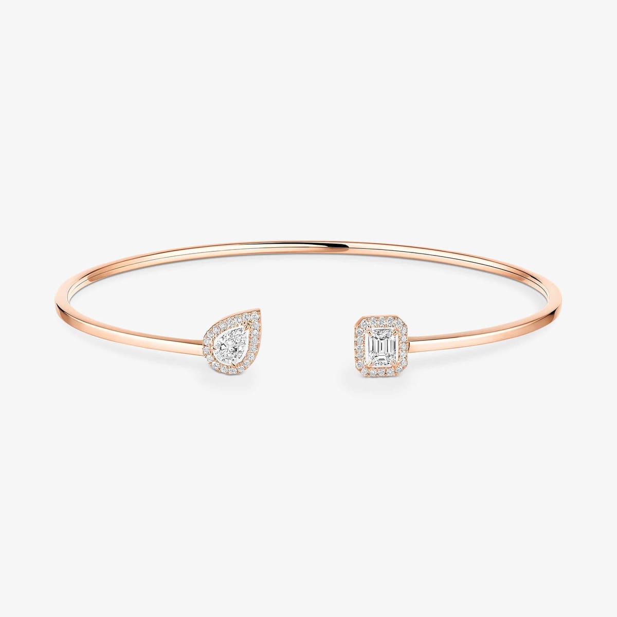 My Twin toi & moi thin bangle 2x 0.15ct Pink Gold For Her Diamond Bracelet 07222-PG