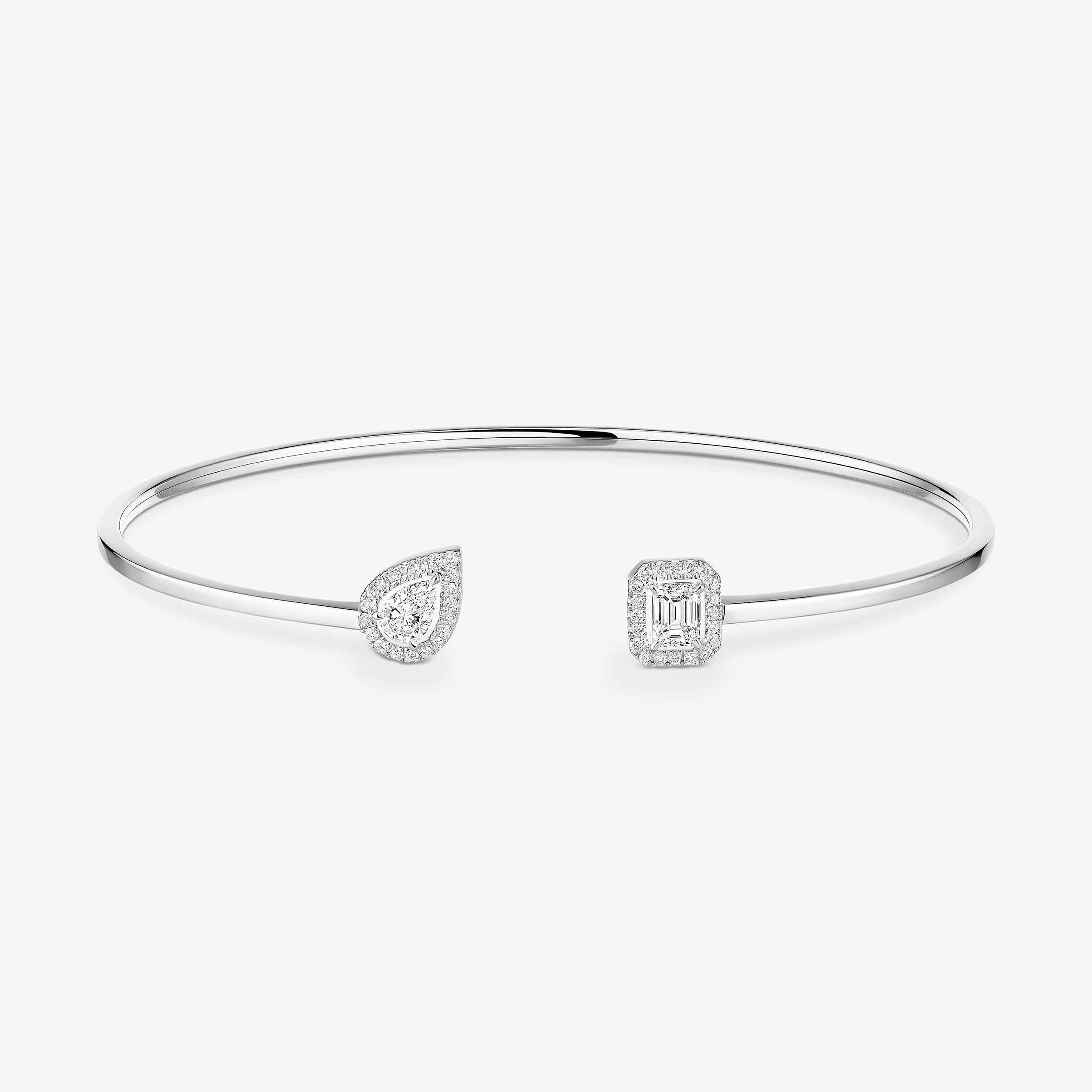 White Gold Diamond Thin Bangle Bracelet My Twin Toi & Moi