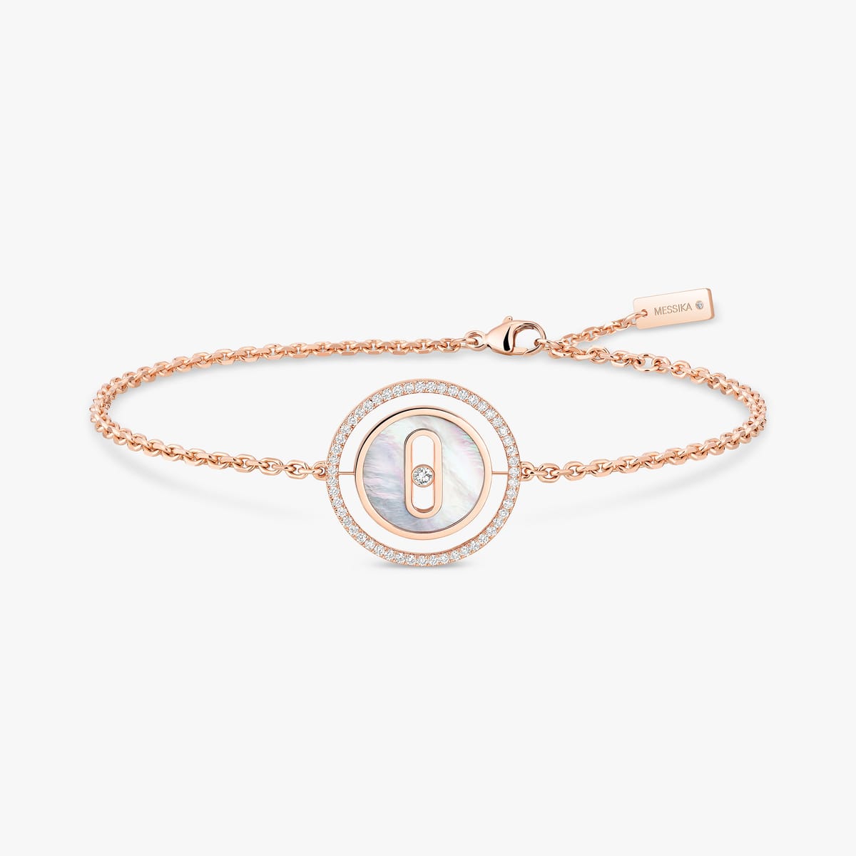 Lucky Move SM White Mother-of-Pearl Pink Gold For Her Diamond Bracelet 11653-PG