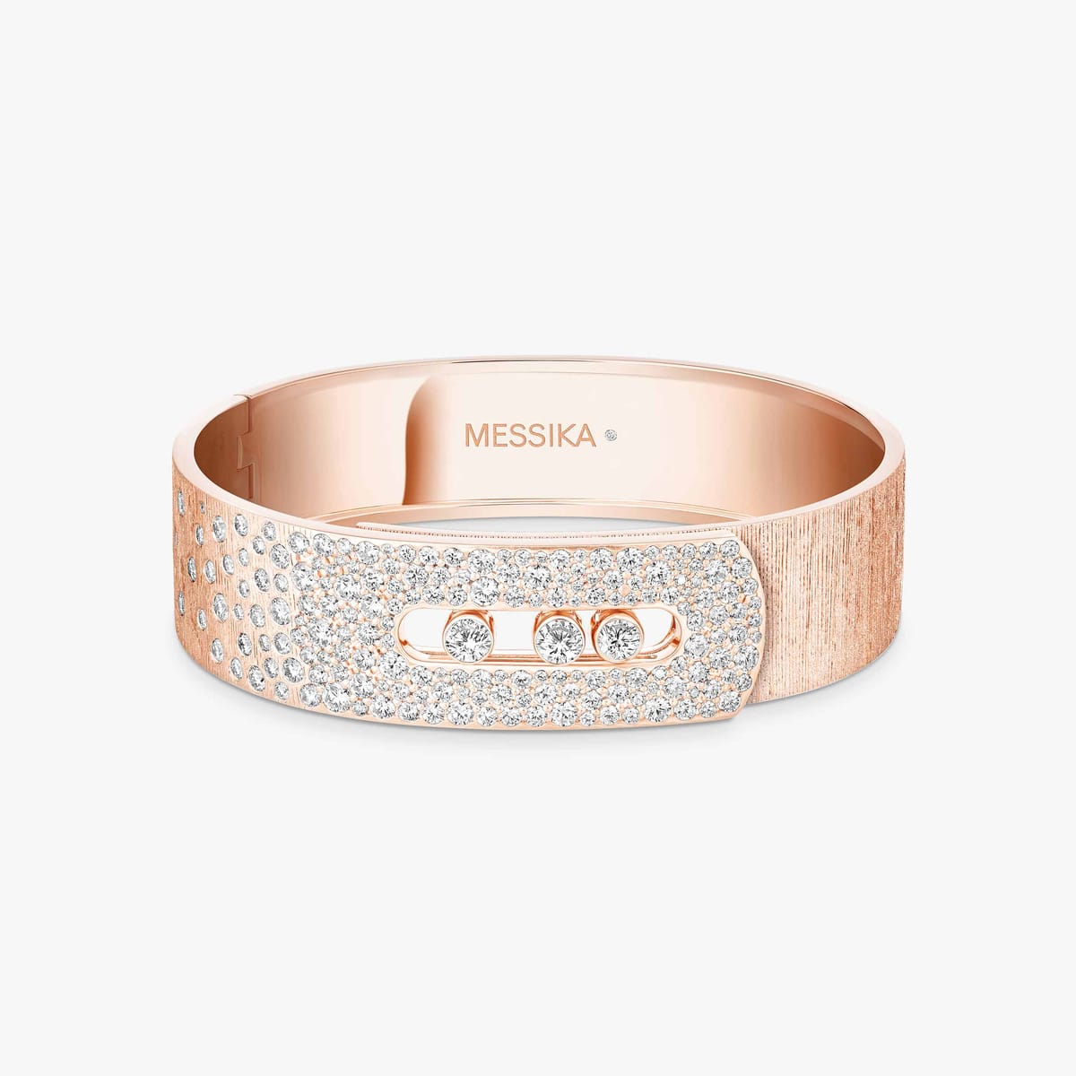 Move Noa chiseled half pavé cuff bracelet Pink Gold For Her Diamond Bracelet 14454-PG
