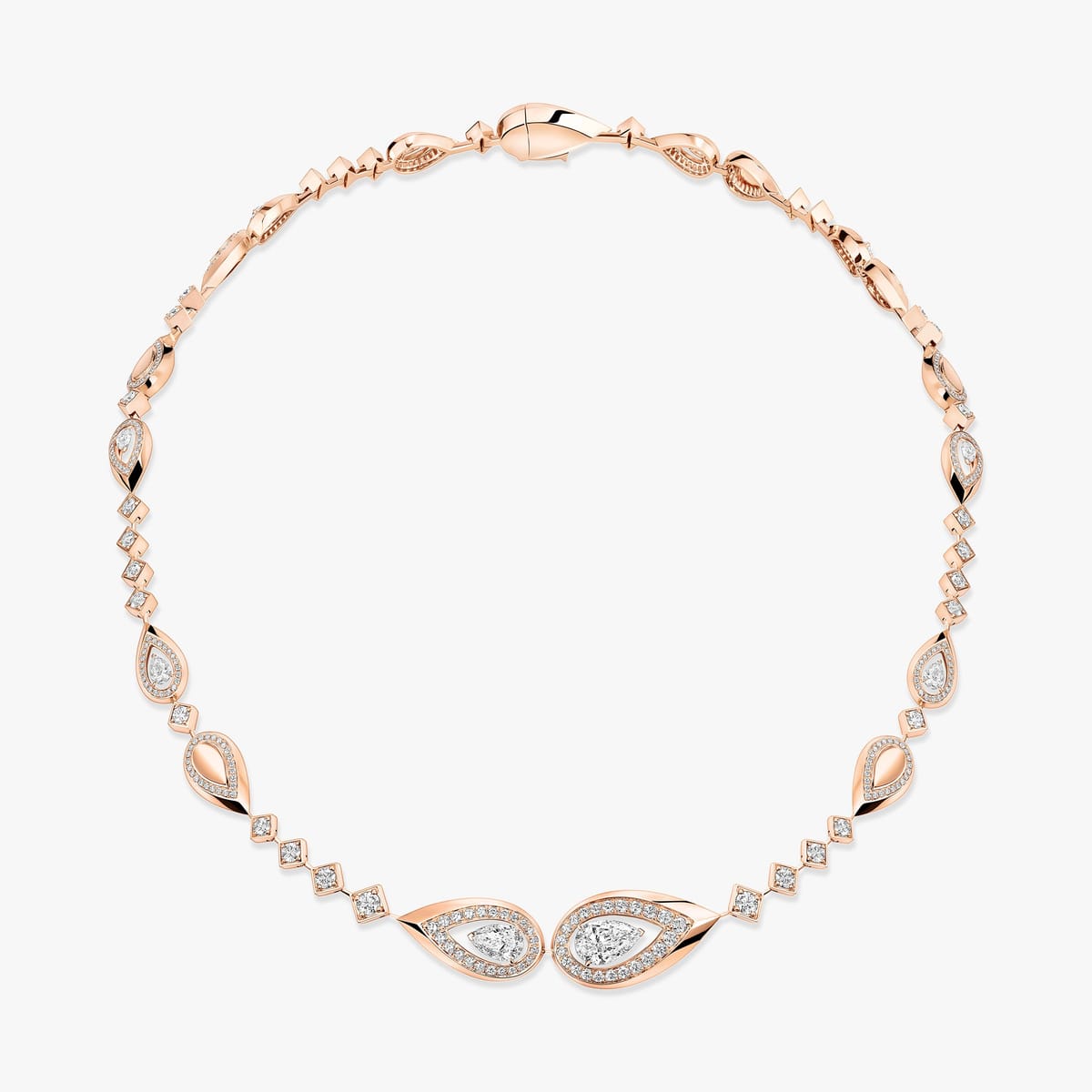 قلادة امرأة ذهب وردي الماس Collier rivière Fiery 15287-PG
