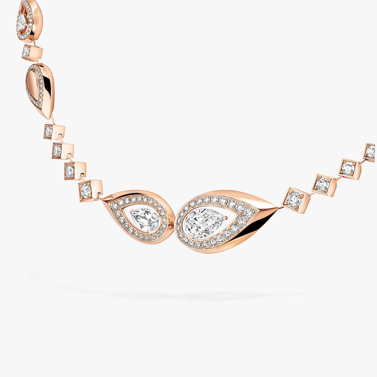 قلادة امرأة ذهب وردي الماس Collier rivière Fiery 15287-PG