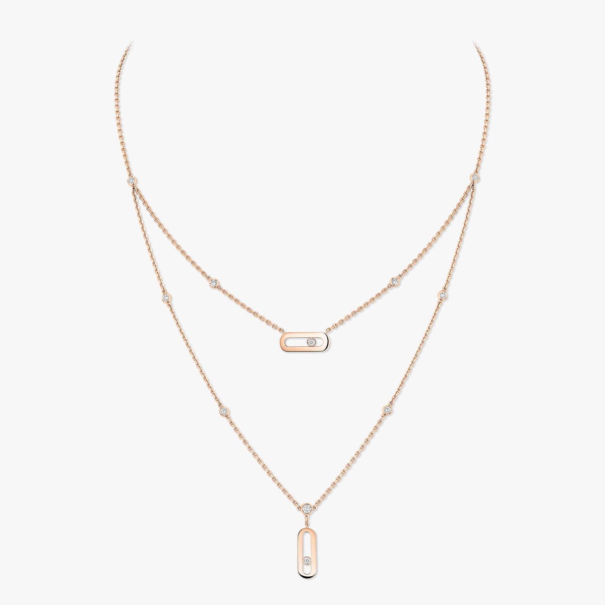 Collier Femme Or Rose Diamant Collier 2 rangs Move Uno 08852-PG