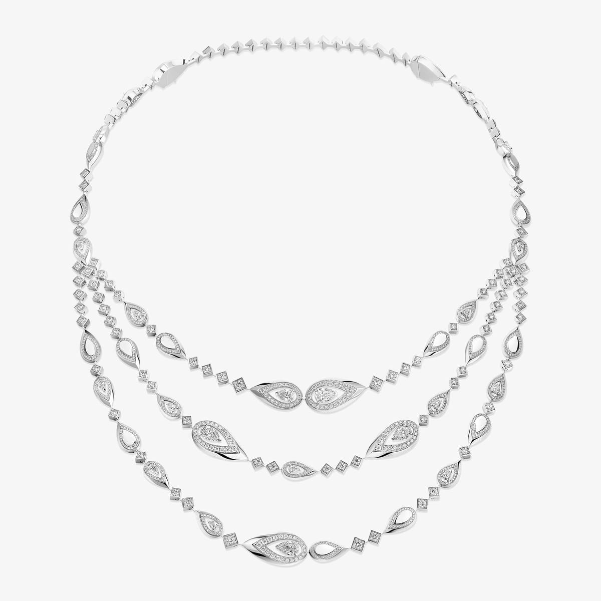 قلادة امرأة ذهب أبيض الماس Collier rivière trois rangs Fiery 14446-WG