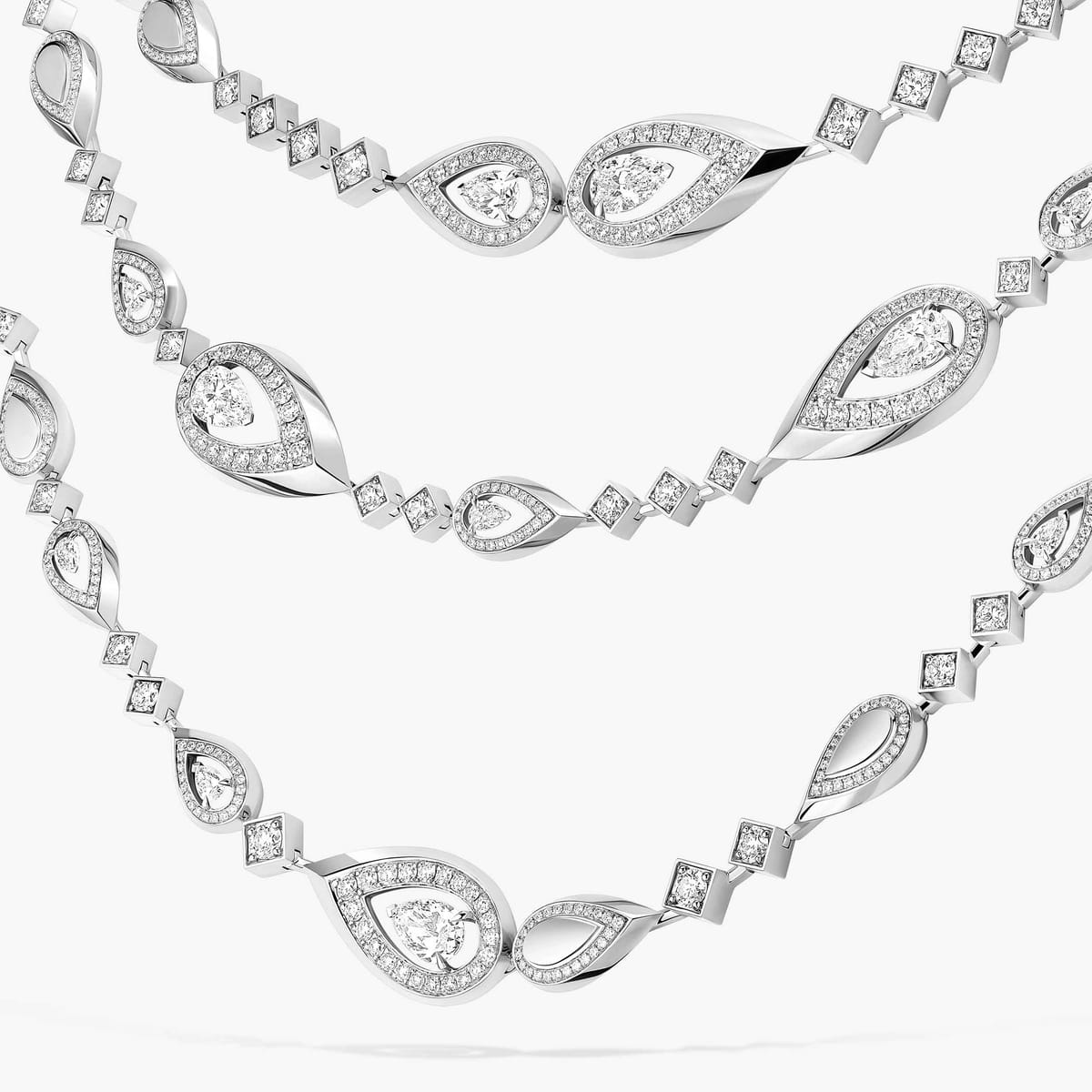 قلادة امرأة ذهب أبيض الماس Collier rivière trois rangs Fiery 14446-WG