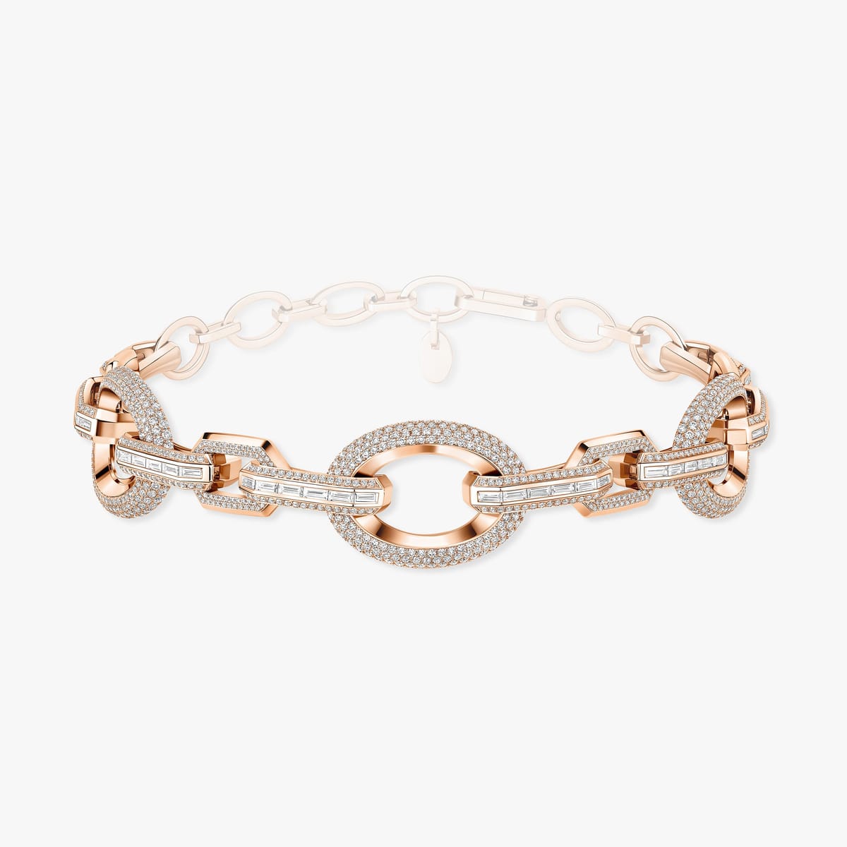 Necklace For Her Pink Gold Diamond Groove choker 14036-PG