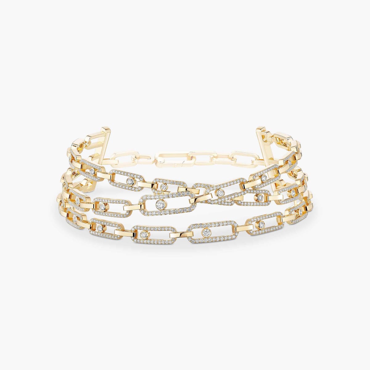 Necklace Mixed Yellow Gold Diamond Move Link 3 rangs 14437-YG