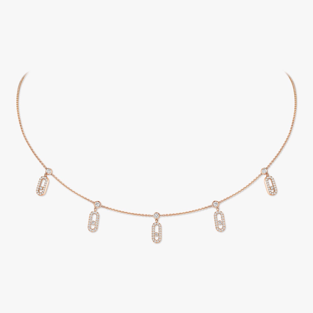 Move Uno Choker mit Quasten mit Diamanten ausgefasst Für sie Diamant Kette Roségold 12150-PG
