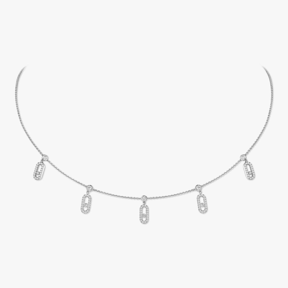 Move Uno pavé drop pendant choker White Gold For Her Diamond Necklace 12150-WG