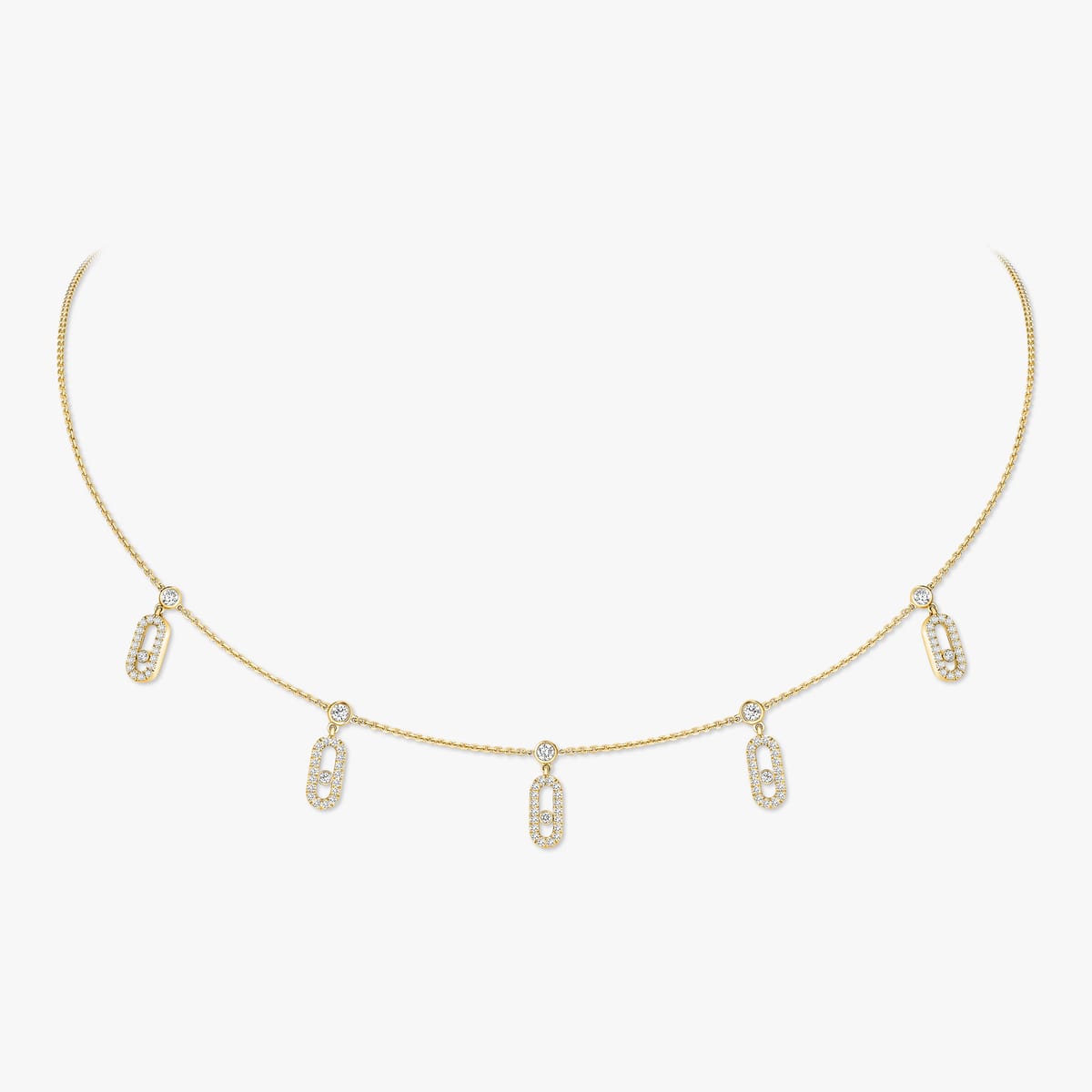 Collier Femme Or Jaune Diamant Collier choker pampille pavé Move Uno 12150-YG
