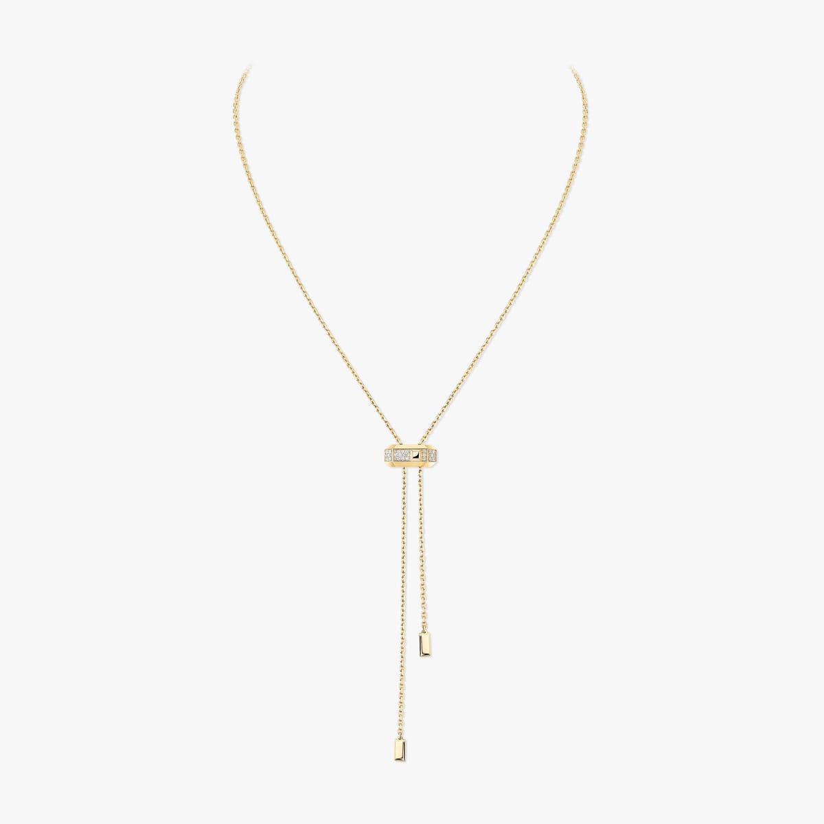 Moderniste tie necklace Yellow Gold Mixed Diamond Necklace 14363-YG