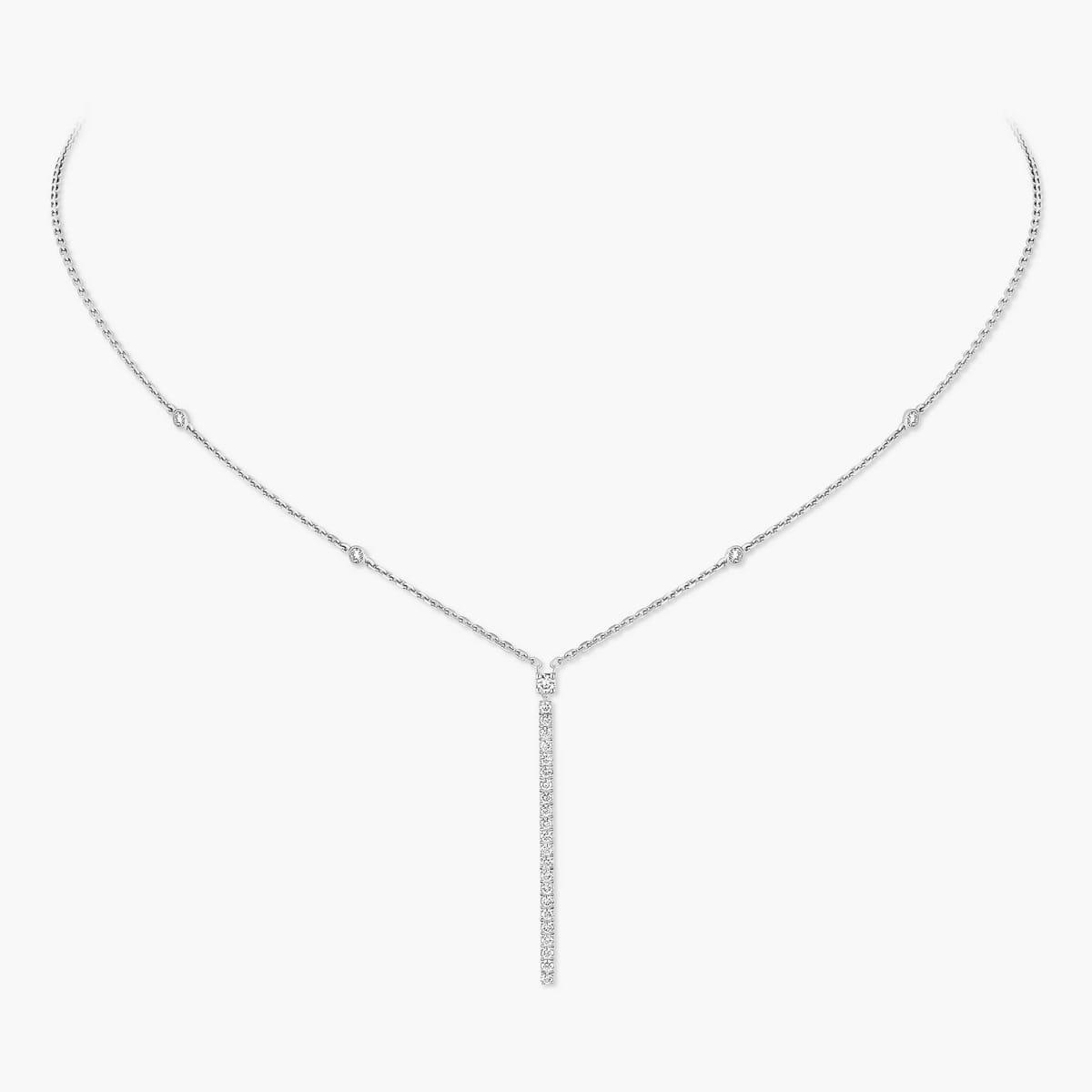 Collier barrette verticale Gatsby Für sie Diamant Kette Weißgold 05448-WG