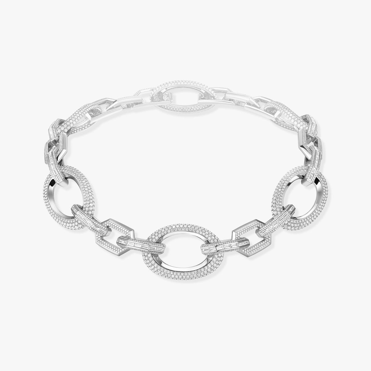 Necklace For Her White Gold Diamond Groove choker 13497-WG