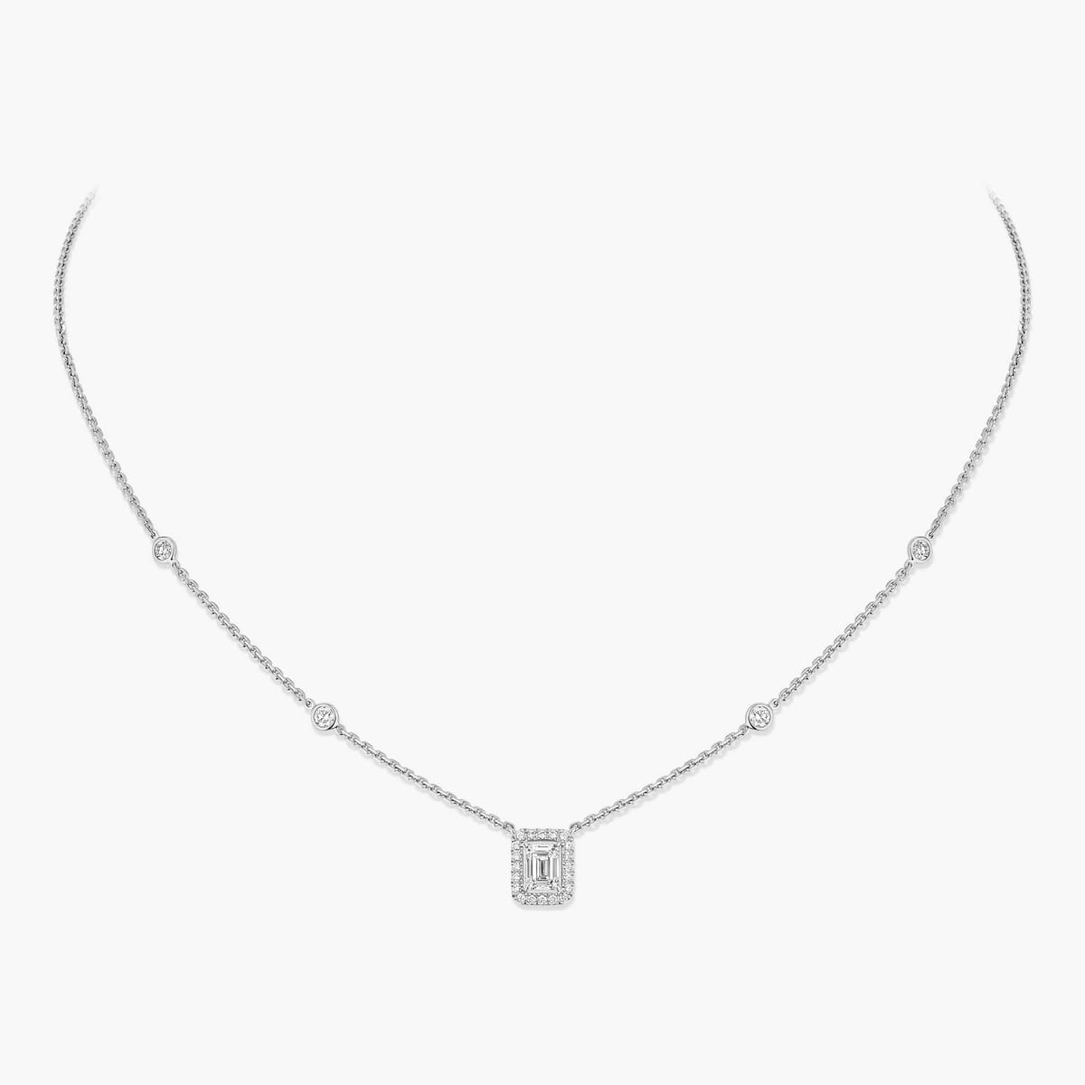 Joy emerald-cut diamond necklace White Gold For Her Diamond Necklace 15088-WG