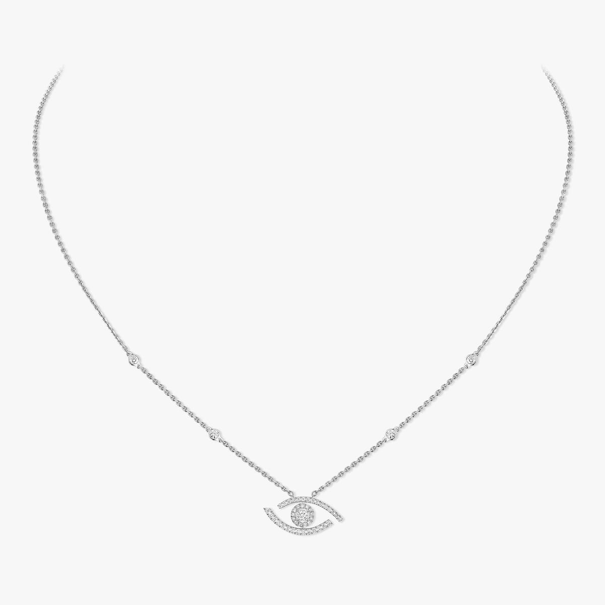Lucky Eye Pavé White Gold For Her Diamond Necklace 07525-WG