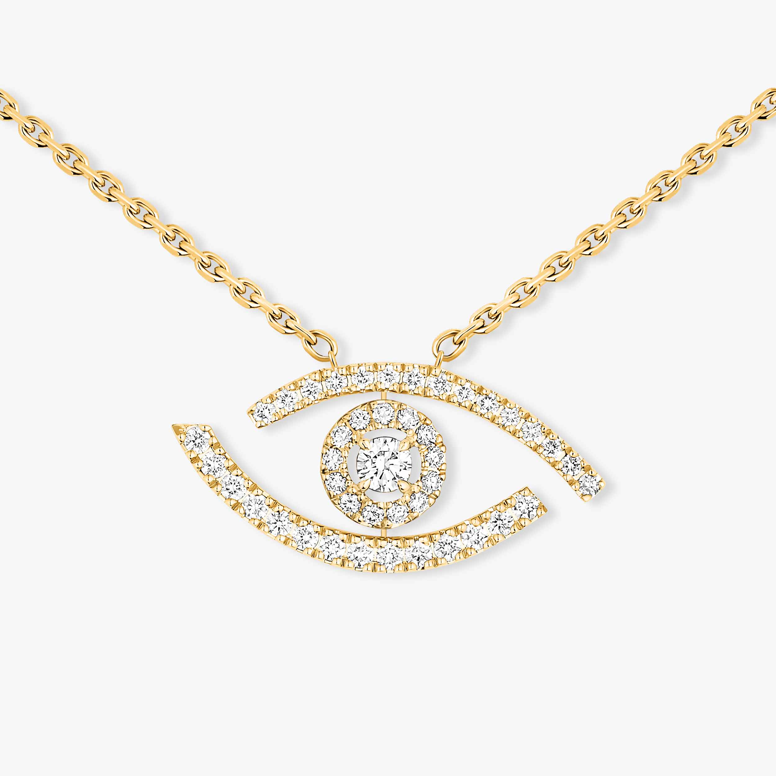 Yellow Gold Pavé Diamond Necklace Lucky Eye | Messika 07525-YG