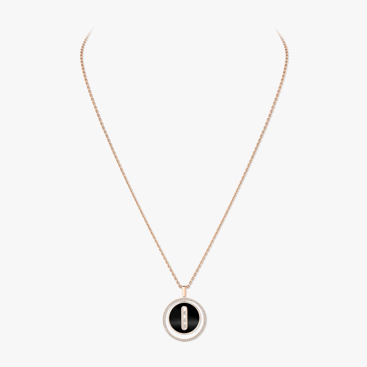 Collier Femme Or Rose Diamant Collier onyx or rose Lucky Move MM 10838-PG
