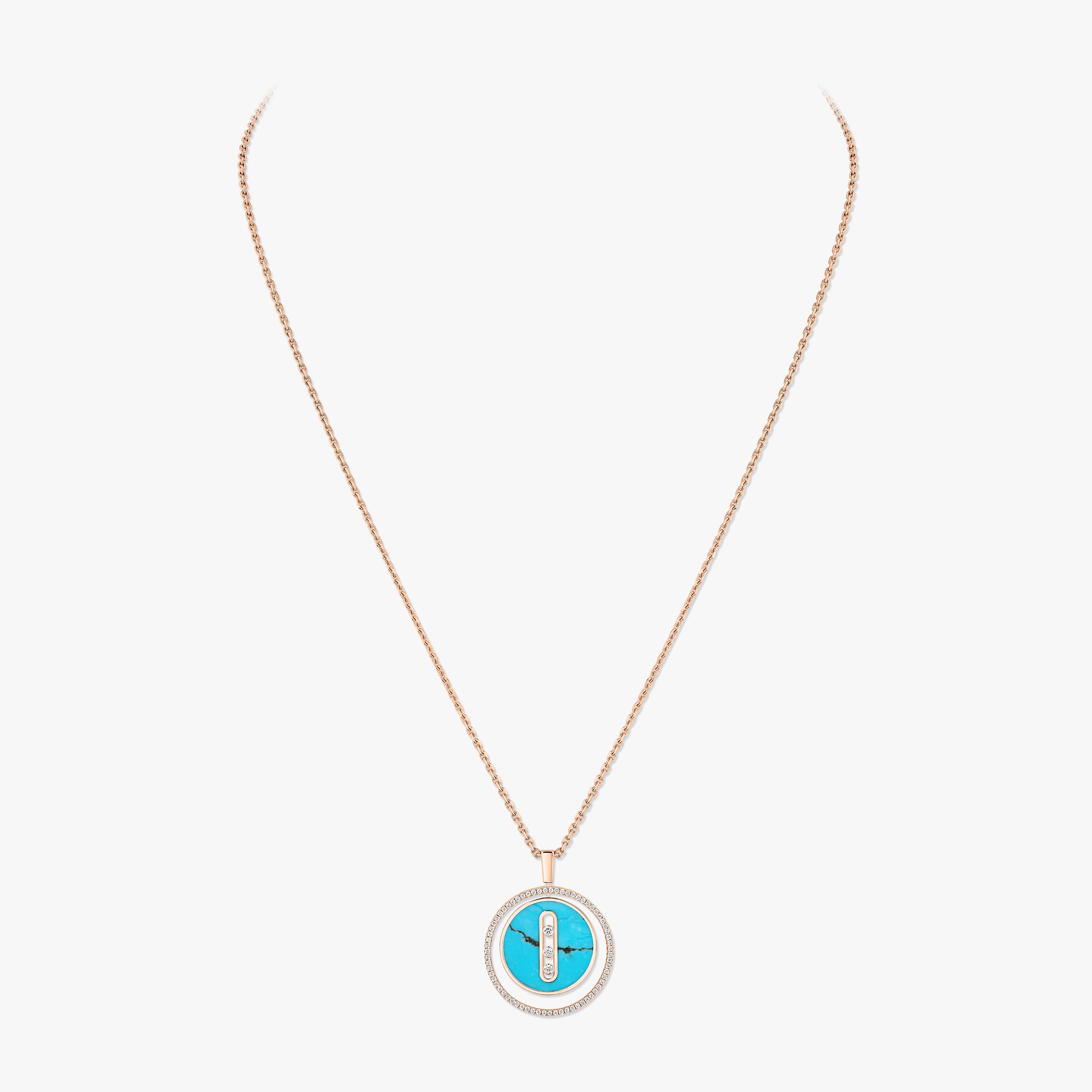 Pink Gold Diamond Necklace and Turquoise Lucky Move | Messika 10836-PG
