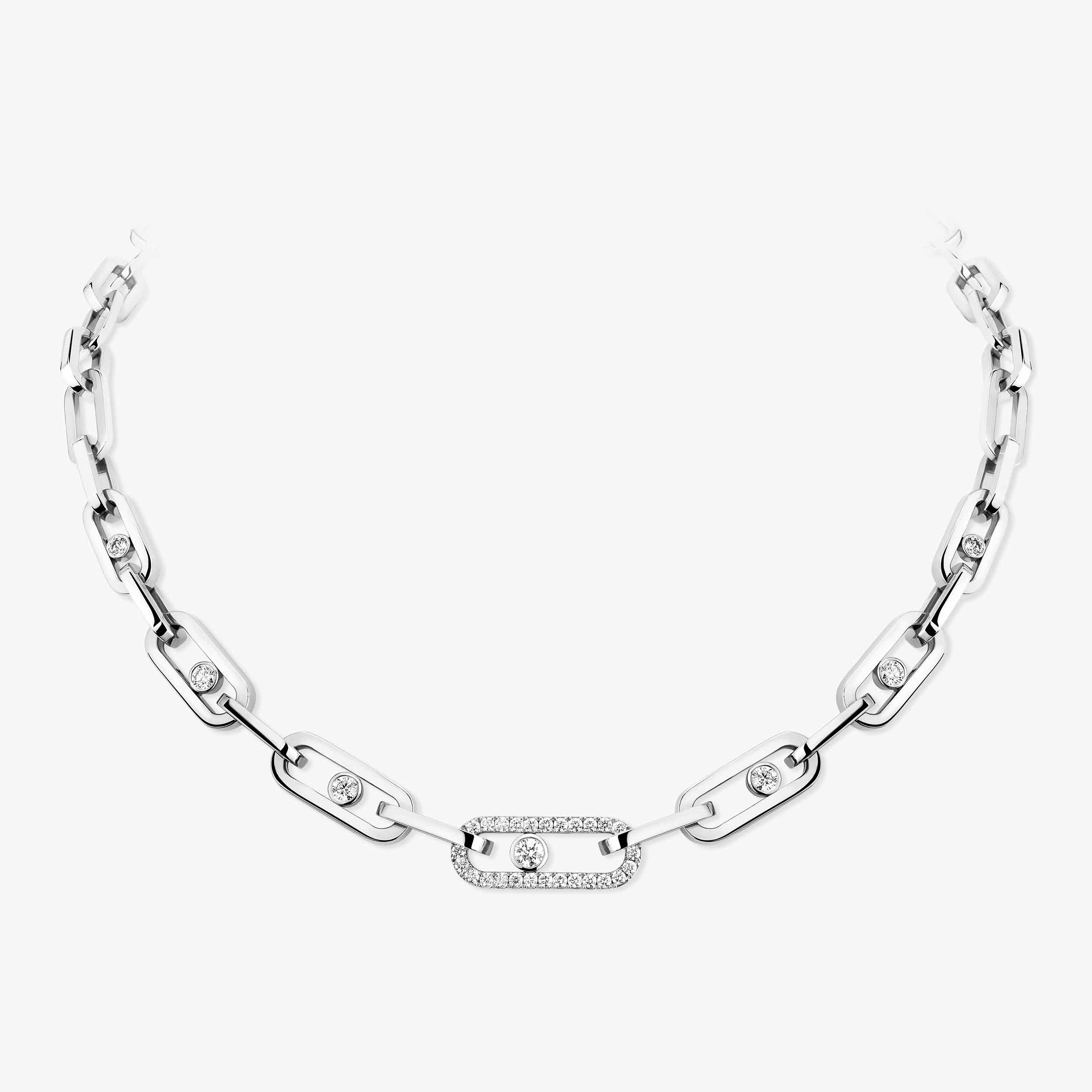 Move Link Diamond Necklace in White Gold | Messika 12853-WG