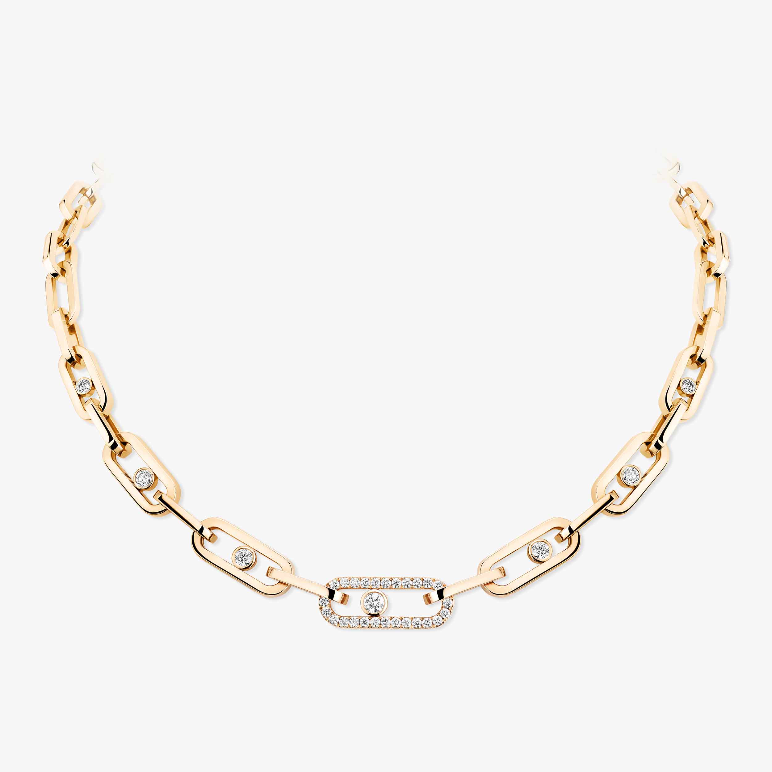 Move Link Diamond Necklace in Yellow Gold | Messika 12853-YG