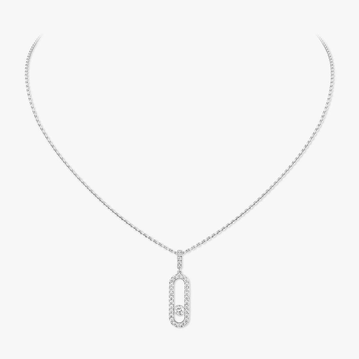 Collier Femme Or Blanc Diamant Collier pavé Move Uno GM 12058-WG