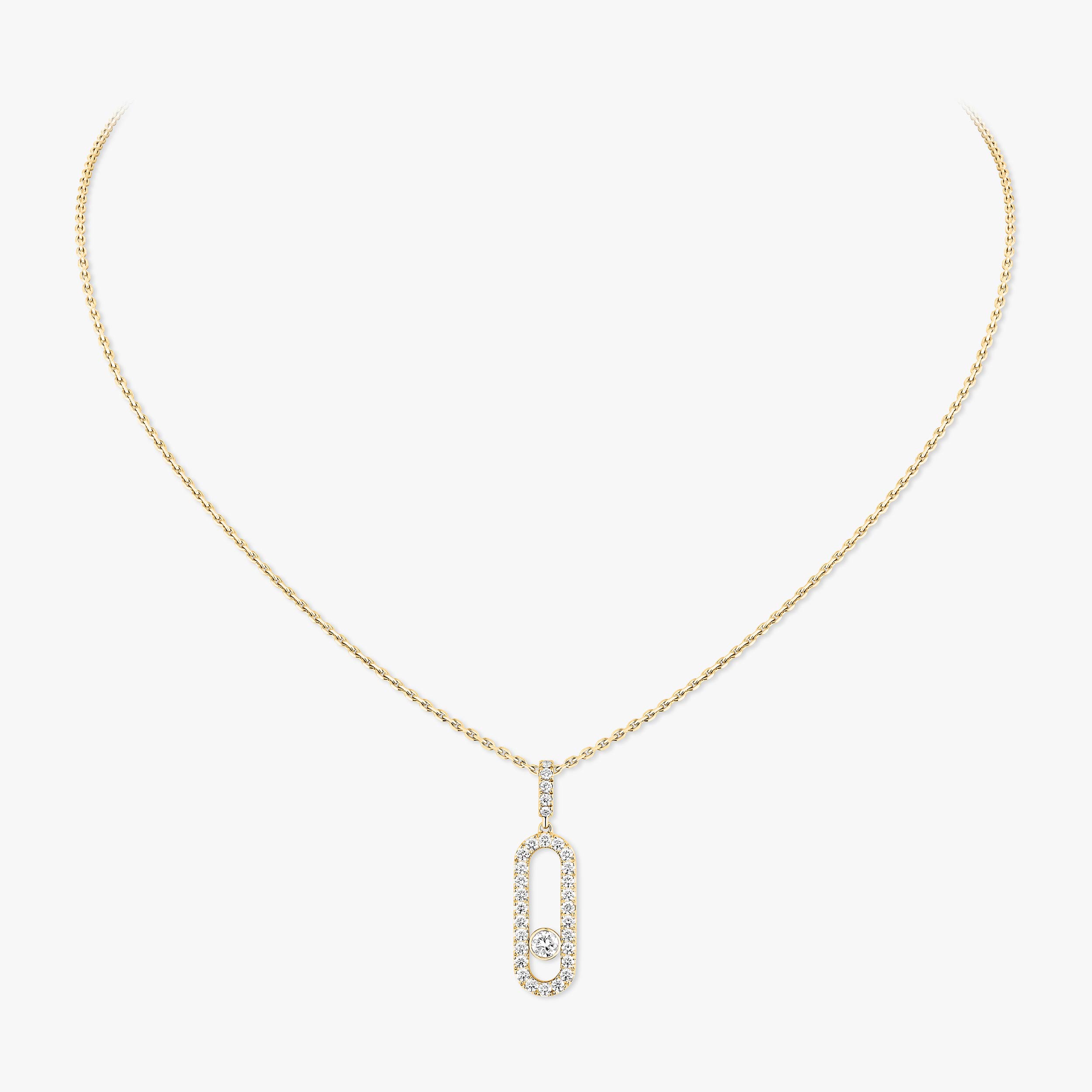Move Uno Diamond Necklace in Yellow Gold | Messika 12058-YG