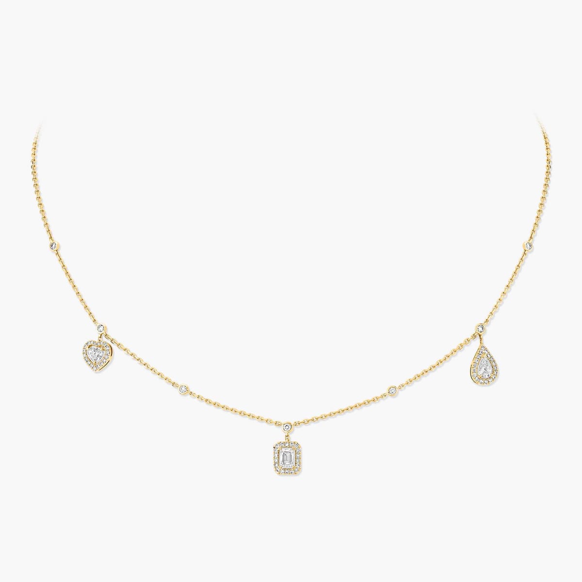 Necklace For Her Yellow Gold Diamond My Twin trilogy necklace 3x 0.15ct 11945-YG