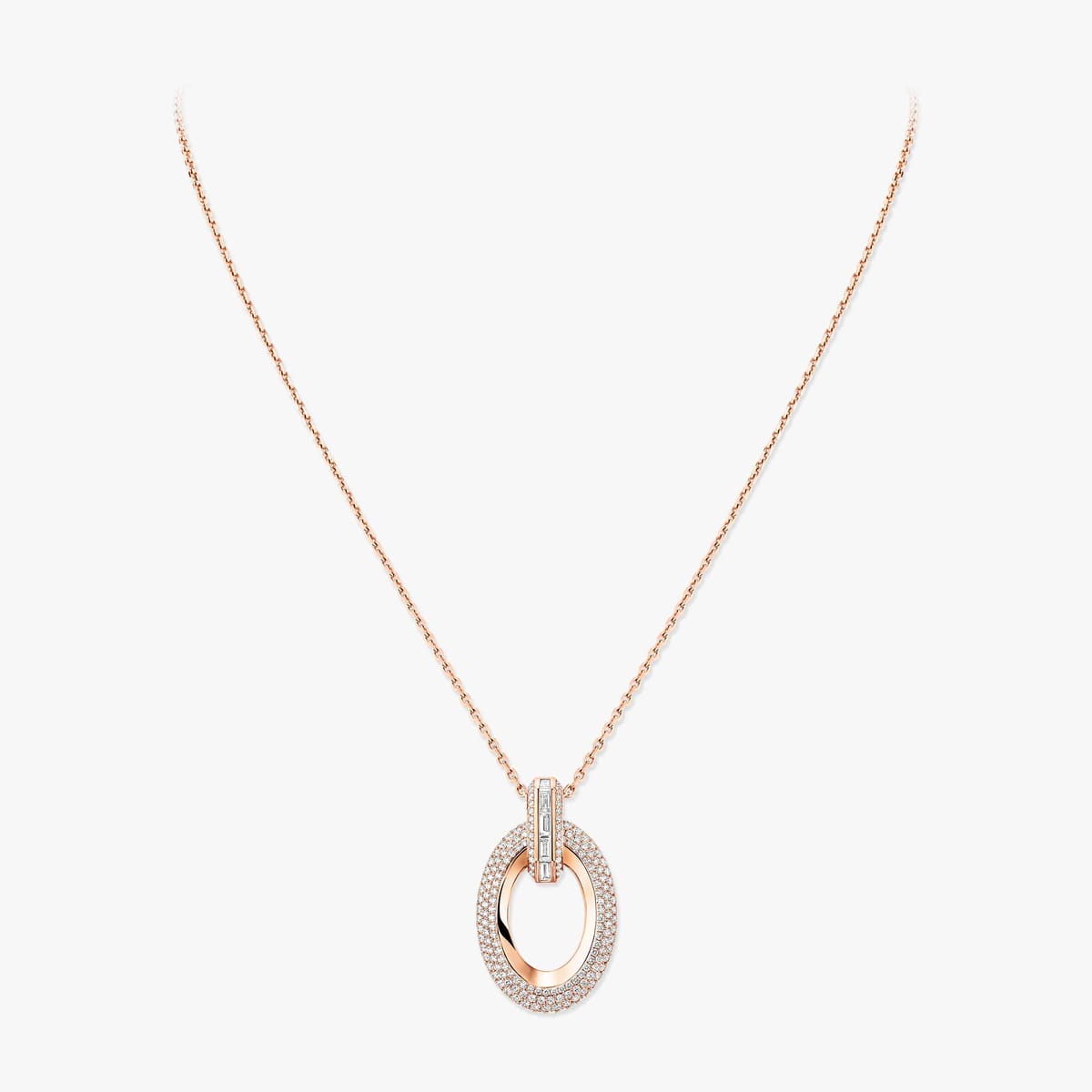Collier Femme Or Rose Diamant Pendentif Groove 15109-PG