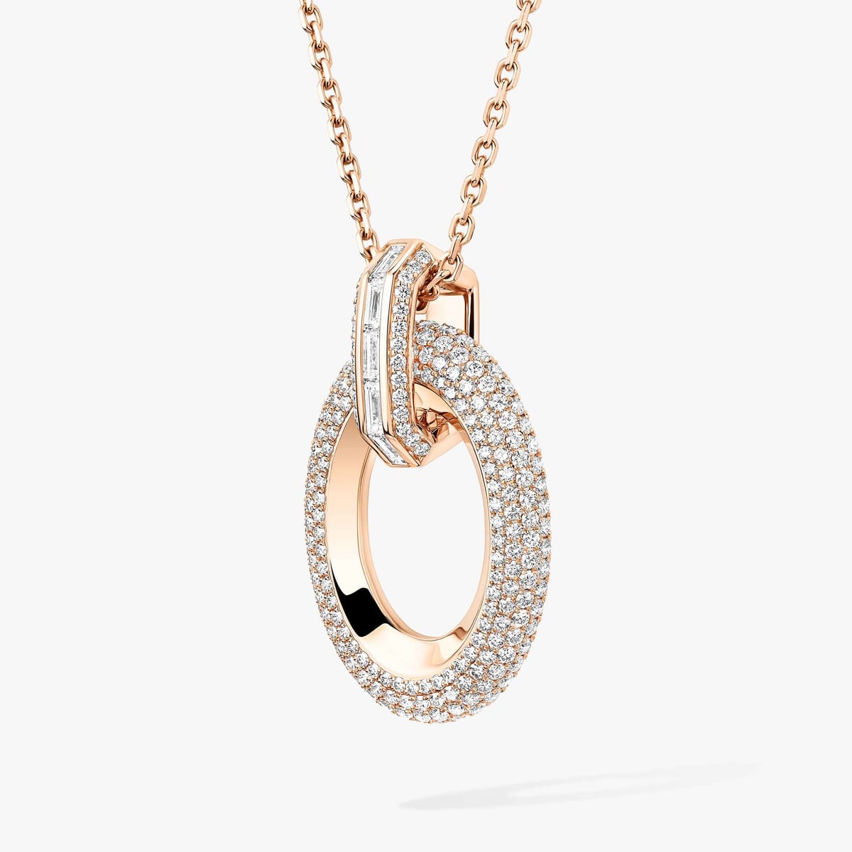 Collier Femme Or Rose Diamant Pendentif Groove 15109-PG