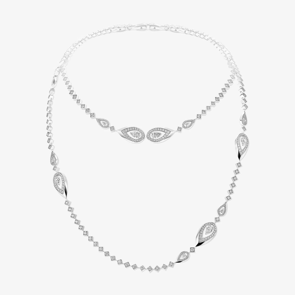 قلادة امرأة ذهب أبيض الماس Collier sautoir Fiery 14462-WG