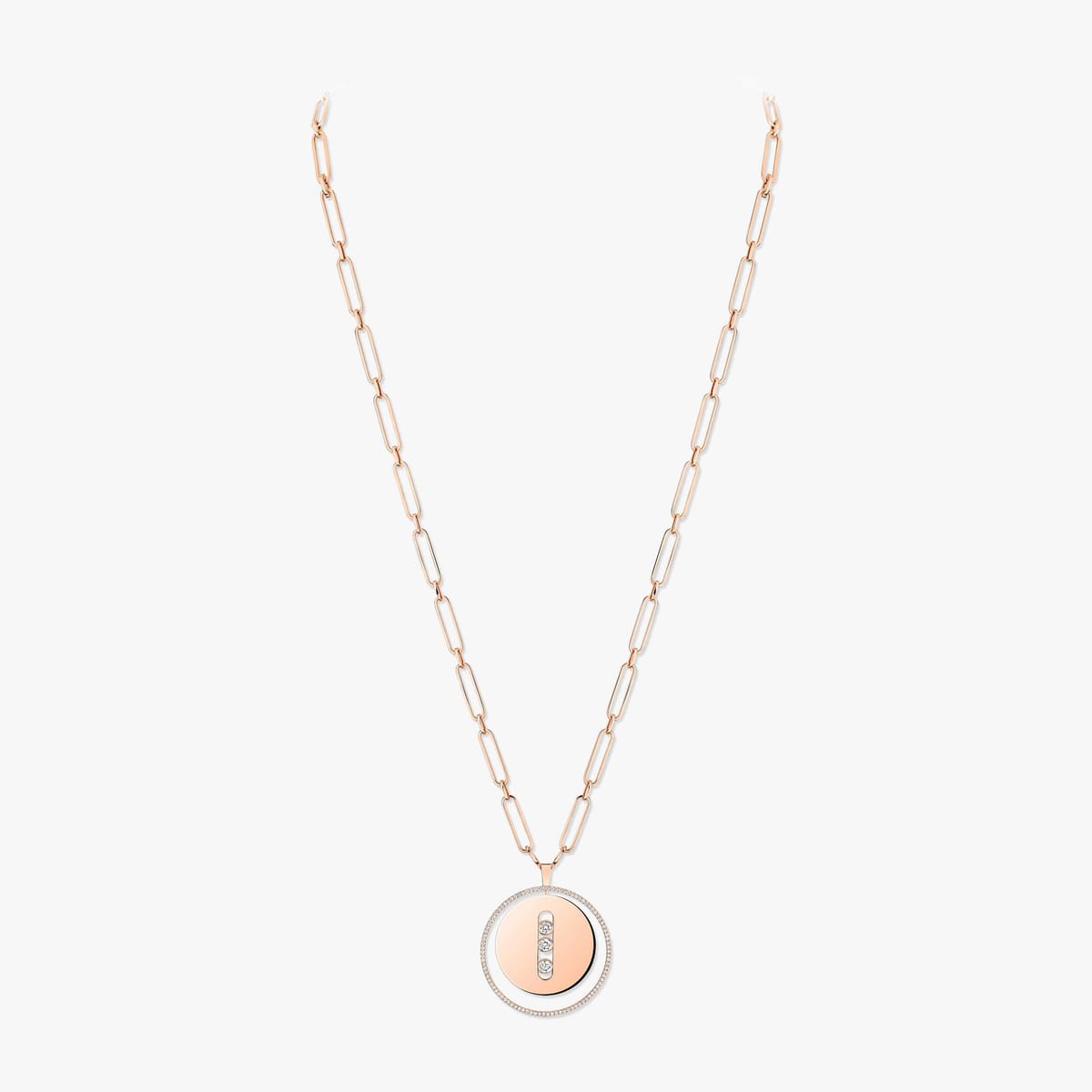 Lucky Move Long Necklace LM Pink Gold For Her Diamond Necklace 10126-PG