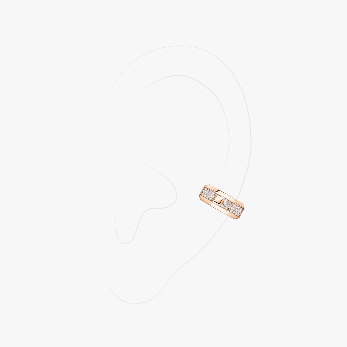 Moderniste single middle clip earring Pink Gold Mixed Diamond Earrings 13824-PG