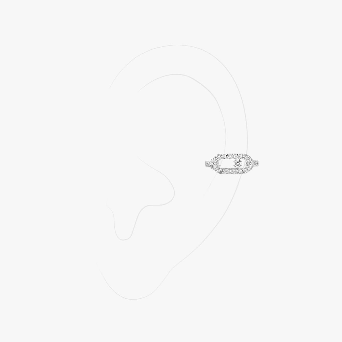 Boucles d'oreilles Femme Or Blanc Diamant Clip d'oreille Move Uno pavé 14848-WG